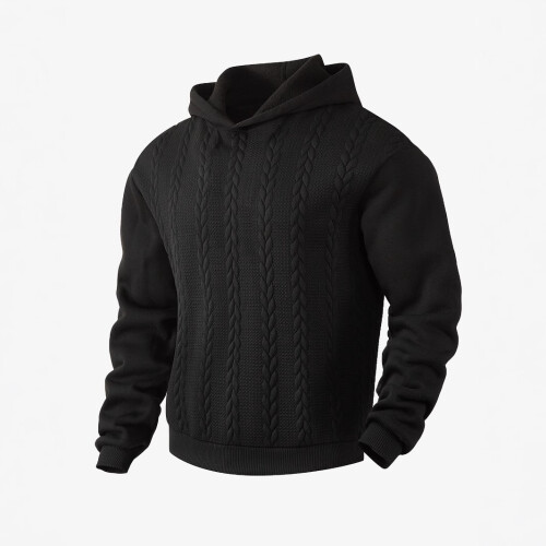 (Navy blue, XXL) 2026 Autumn/Winter Men's Solid Color Hoodie Pullover Sweatshirt 2