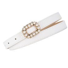 Cintura decorativa per donna in perle, da indossare con abiti o pantaloni bianchi, taglia unica 104x1,9cm