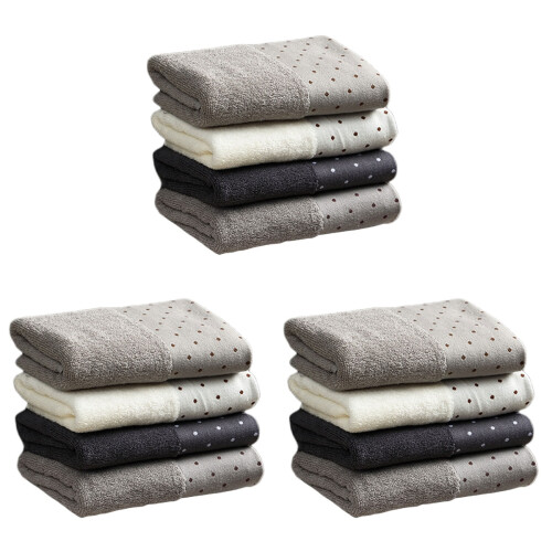 12Pièces Serviettes En Coton Six Couches Pour Bain Et 2
