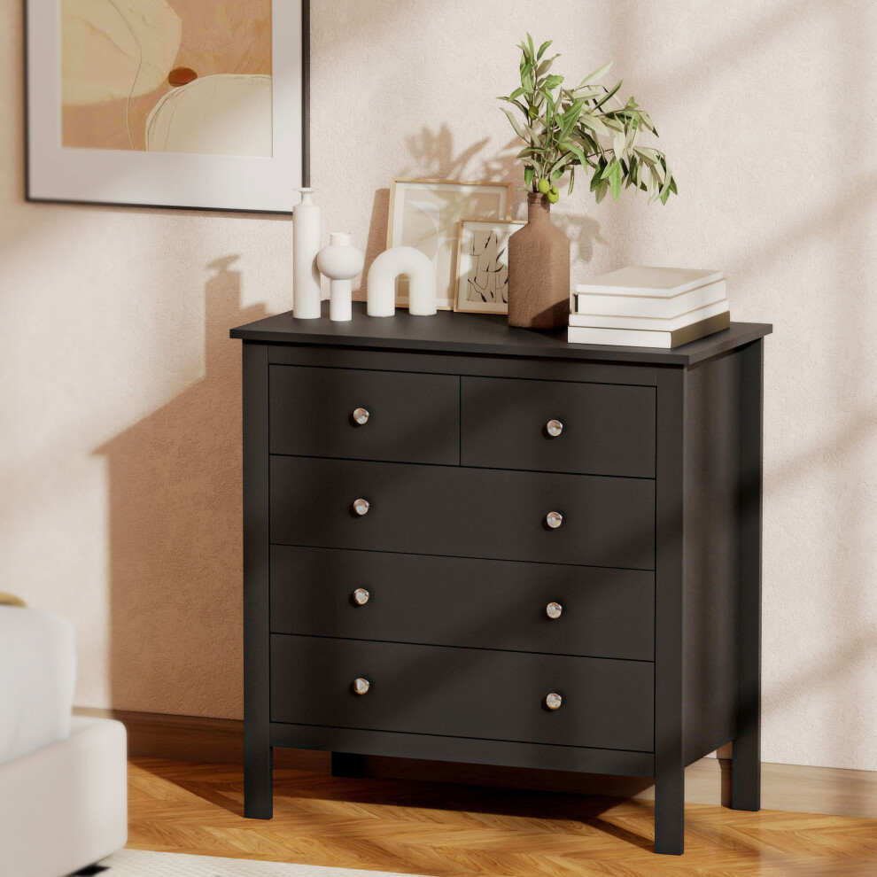 Homcom Modern Chest Of Drawers, 5 Drawer Unit Storage Chest For Bedroom