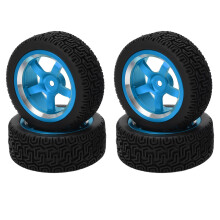 Beard Pattern Rubber Tyres With Aluminum Alloy Wheel Rims, Strong Wear Resistance And Lightweight Build, Fits1: 10Scale RC Racing Cars With12mm Hex
