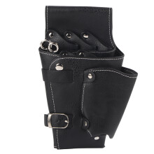 Barber Holster Pouch, Sleek Design PU Leather Scissor Case with Detachable Belt, Lightweight Durable Hair Stylist Waist Bag with Multiple Pockets for
