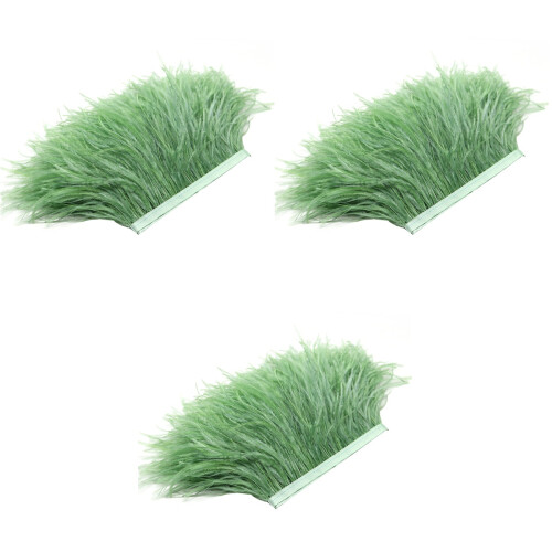 3Pièces Robe À Plume Vertes, Garniture Sans Peluche 2