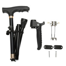 Ergonomic Handle Design Folding Walking Cane With Wrist Strap Safety Feature Height Adjustable Walking Stick Suitable For Mountain Climbing Or