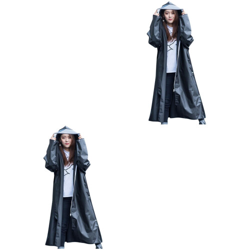 2Pièces Impermeables Ponchos Adulte Noir Portable 1