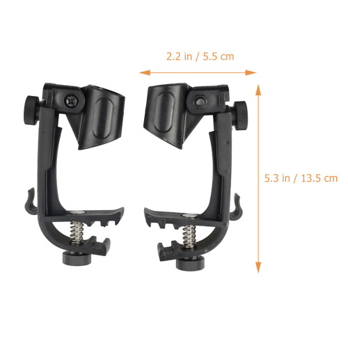 2Pièces Clips Microphone Réglables Pour Batterie Usage Domestique Noir 1