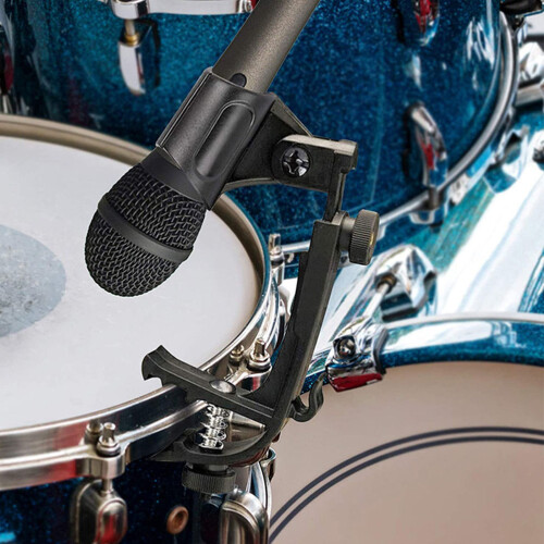 2Pièces Clips Microphone Réglables Pour Batterie Usage Domestique Noir 2