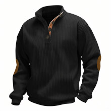 (Black 1, XXL) Felpa con bottoni in maglia jacquard da uomo autunno/inverno