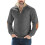 (Dark gray, S) Retro Patchwork Embroidered Half-Zip Men's Long Sleeve Sweatshirt 1