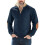(Navy blue, L) Felpa da uomo a maniche lunghe con mezza zip e ricamo patchwork retrò 1