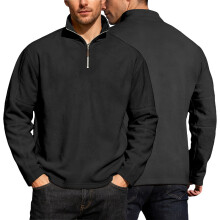 (black, L) Gilet court zippé en polaire, coupe ample, couleur unie, pour homme