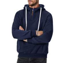 (Navy blue, L) Men's Fleece-Lined Zip Hoodie, Autumn Winter Casual Sweatshirt