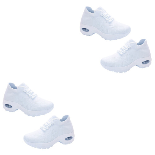 2Paires Chaussures Sport Blanches Confortables Résistantes 2