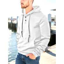 (White, L) Herren-Kapuzenpullover für Frühling und Herbst, Übergröße, lockere Passform, lässiges Oberteil