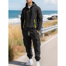 (black, XXXL) Completo da uomo con felpa in pile e pantaloni da lavoro Carhartt