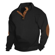 (black, M) Sweat-shirt à carreaux décontracté haut de gamme pour homme, printemps/automne, style européen