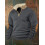 (Dark gray, L) Retro Patchwork Embroidered Half-Zip Men's Long Sleeve Sweatshirt 1
