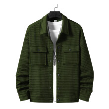 (green, L) Lässiges Herren-Jacket-Hemd-Set mit Jacquard-Karomuster für Frühling und Herbst
