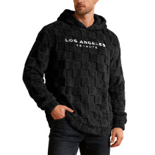 (black, L) 26 Herren-Hoodie aus bestickter Lammwolle