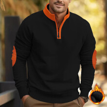 (black, L) TK Color Block bestickter Fleece-Pullover