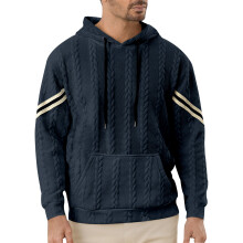 (Navy blue, XXL) Leichtes Herren-Sweatshirt mit Kapuze und Jacquard-Patchworkmuster