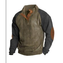 (Army green/dark gray, L) Herren-Cord-Sweatshirt mit Raglanärmeln für Frühling/Herbst
