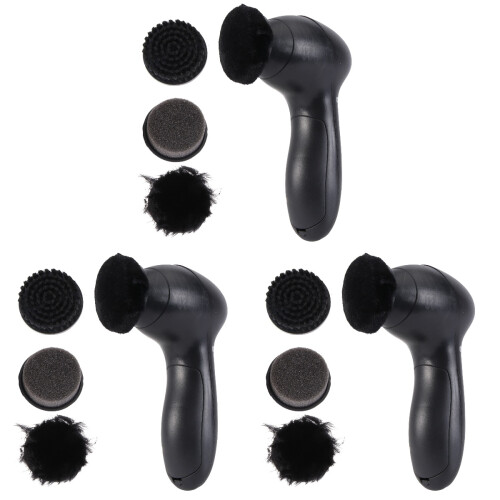 3Ensembles Kit Polisseur Électrique Cuir Chaussures Brosse Noir 2