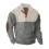 (grey, L) Plus Size Men's Corduroy Stand Collar Color Block Sweatshirt 1