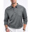 (grey, S) Men's Casual Loose-Fit Button-Down Solid Color Long-Sleeve Mesh Collar Shirt 1