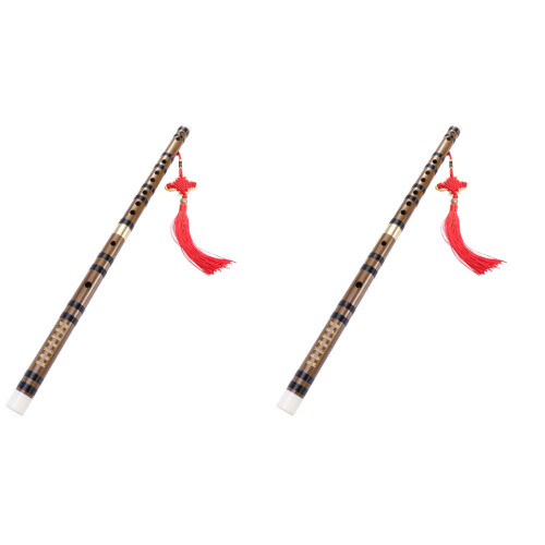 2Pièces Flûte En Bambou Assortie Pour Et Décoration 2