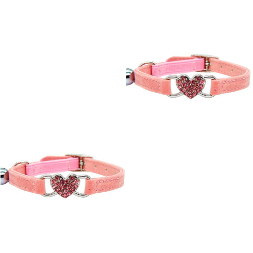 2Pièces Collier Animaux Rose En , Ajustable Pour Chat 1