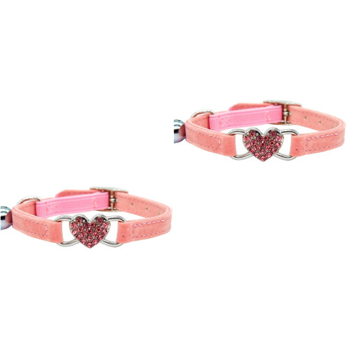 2Pièces Collier Animaux Rose En , Ajustable Pour Chat 2