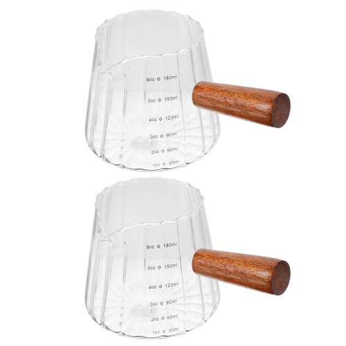 6Pièces Café Lait En Verre Résistant Bois 2