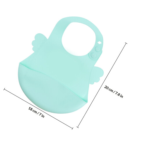 Bavoir Bébé Réglable Silicone Vert Étanche Confortable Fragile 1