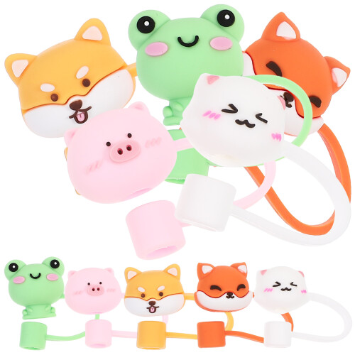 40Pièces Caps Silicone Réutilisables Décor Animaux Multicolores 2