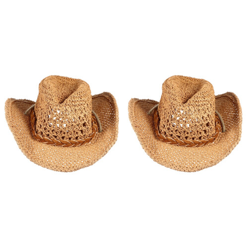 2Pièces Chapeaux Tissés Enfants Large Clair 1