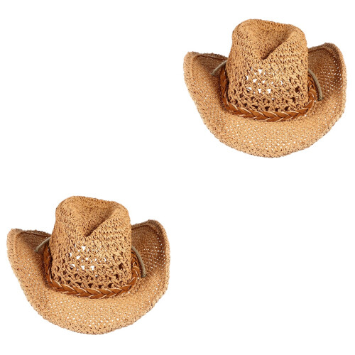 2Pièces Chapeaux Tissés Enfants Large Clair 2