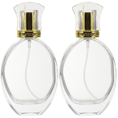 2Pièces Flacons En Verre Transparent Bouchon Élégant 2