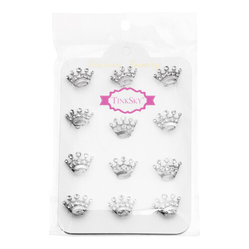 6Pièces Broches Diamantées Argentées Tiara Élégante Pour 2