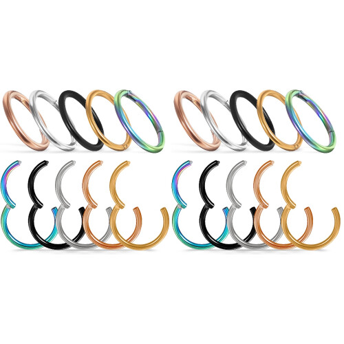 20Pièces Anneaux Piercing Nez Acier Inoxydable 1