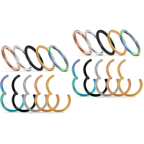 20Pièces Anneaux Piercing Nez Acier Inoxydable 2