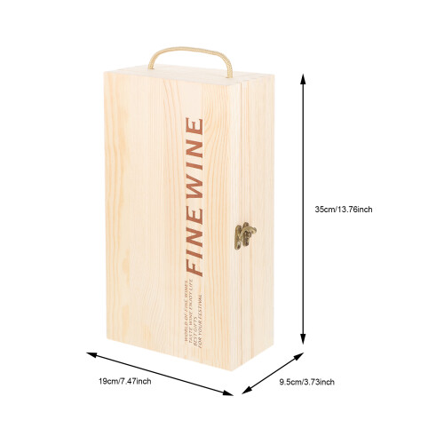 2Pièces Boîte À Vin En Pin Double Bouteille Avec 1