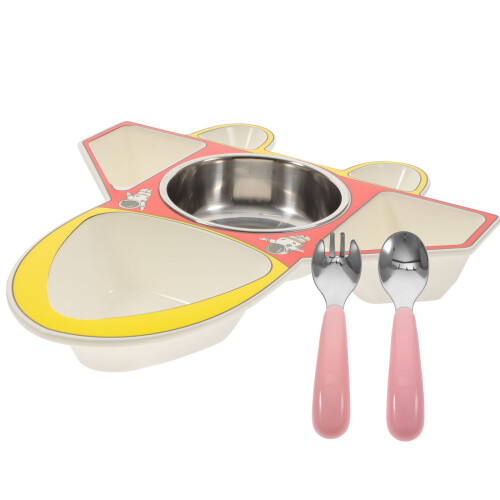 2Ensembles Assiettes Divisées Enfants Coloré Avec Couverts 1