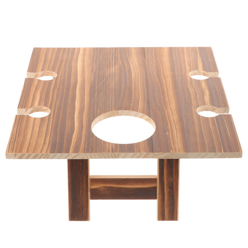 2Pièces Table En Bois Portable Pliable Pour - Vin Café 2
