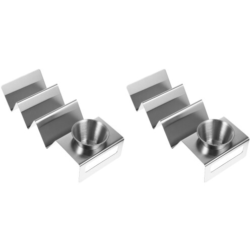 2Ensembles Support Taco W En Acier Inoxydable Cuisine Argenté 1