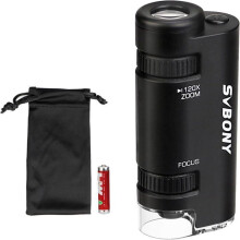 Svbony SV603 Portable Microscope with LED Light, 60x-120x Mini Handheld Aspherical Microscope with Battery, Pocket Microscope