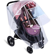 Universele regenhoes voor kinderwagens, transparante beschermhoes voor alle soorten kinderwagens - Wit - Groot formaat - 2