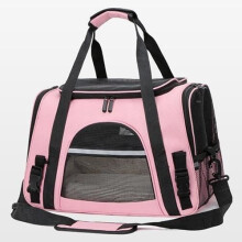 Haustiertragetasche für Hunde und Katzen mit Plüschmatte – Oxford-Stoff – 43 x 25 x 28 cm – Rosa