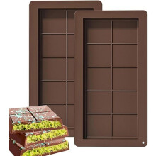 Set van 2 diepe chocoladereepvormen, siliconen chocoladevormen, chocoladereepvormen, diepe chocoladevormen, cakevorm