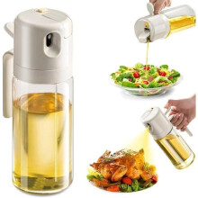 Air Fryer Kitchen Oil Spray 550ml Kitchen Oil Sprayer Glass Olive Oil Spray Beige PZCC
